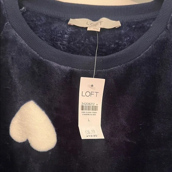 LOFT Navy and White Heart Sweatshirt - Picture 2 of 8